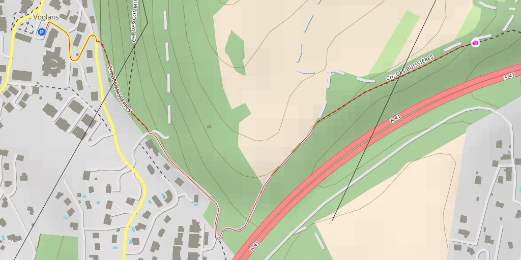 Map of the trail for Chemin des Buissières