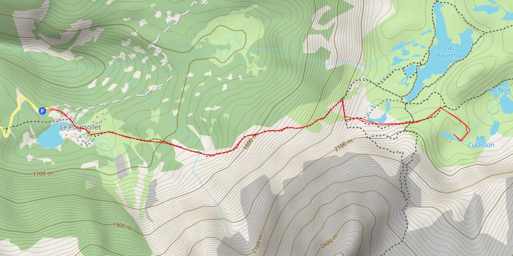 Map of the trail for Plateau des Lacs - Vers La Barrière - Livet-et-Gavet