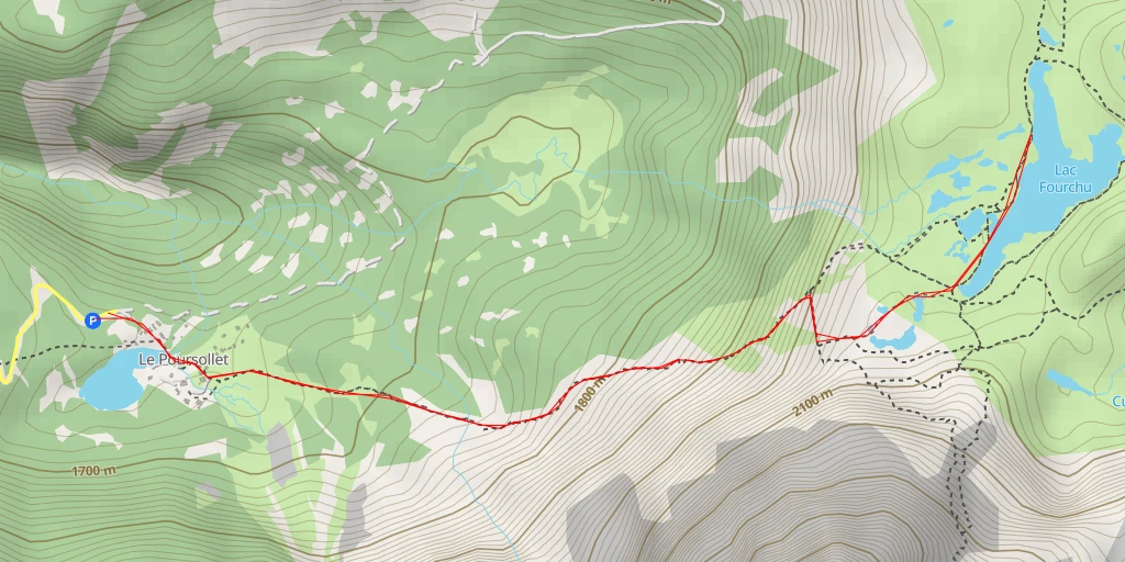 Map of the trail for Lac Fourchu - Vers La Barrière - Livet-et-Gavet