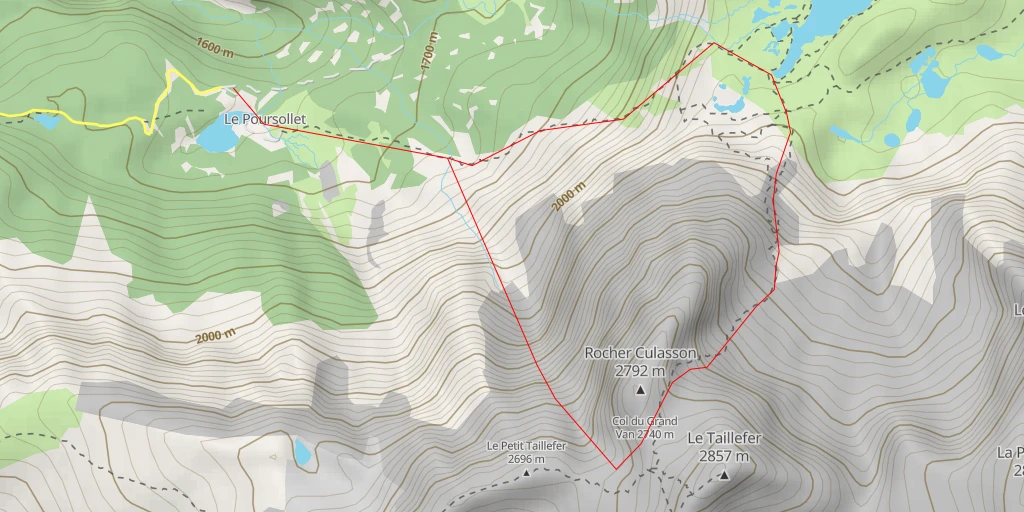 Map of the trail for Taillefer - Rocher du Culasson Couloir NNW du Col du Grand Van