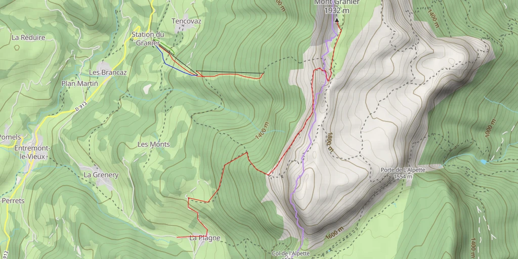 Carte de l'itinéraire :  Mont Granier