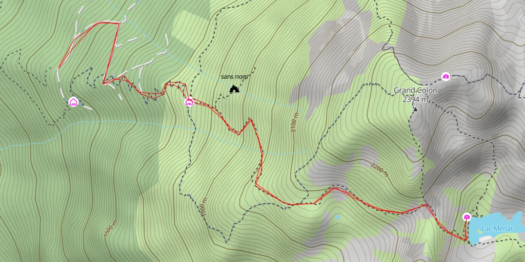 Map of the trail for Lac Merlat