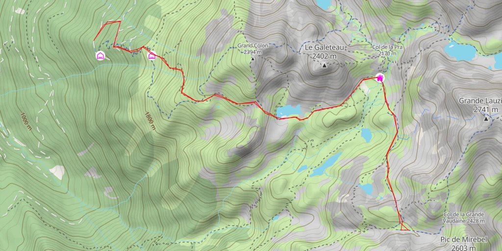 Carte de l'itinéraire :  Col de la Passure