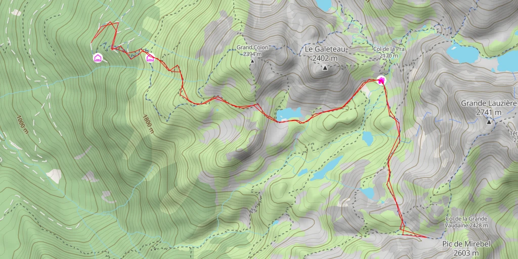 Carte de l'itinéraire :  Col de la Passure