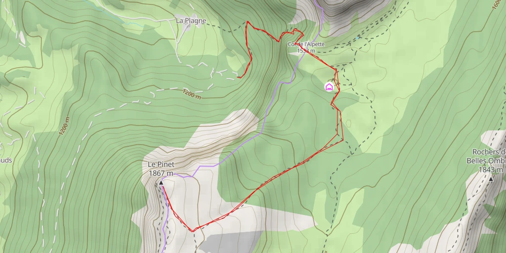 Carte de l'itinéraire :  Le Pinet