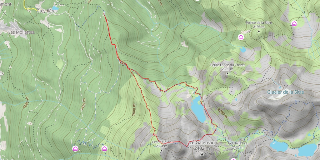 Map of the trail for AI - Lac du Crozet