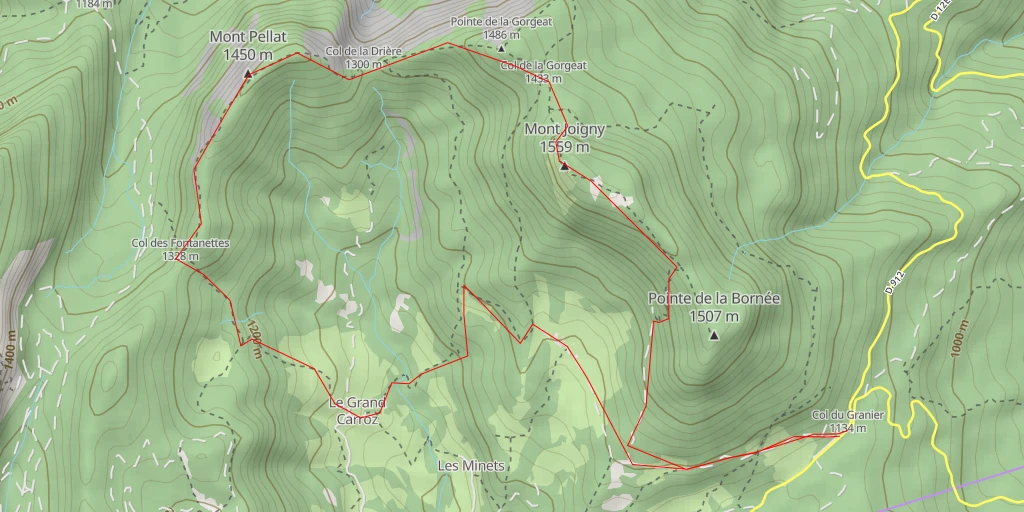 Map of the trail for Mont Joigny Traversée des arêtes de la Pointe de la Lentille au Mont Joigny