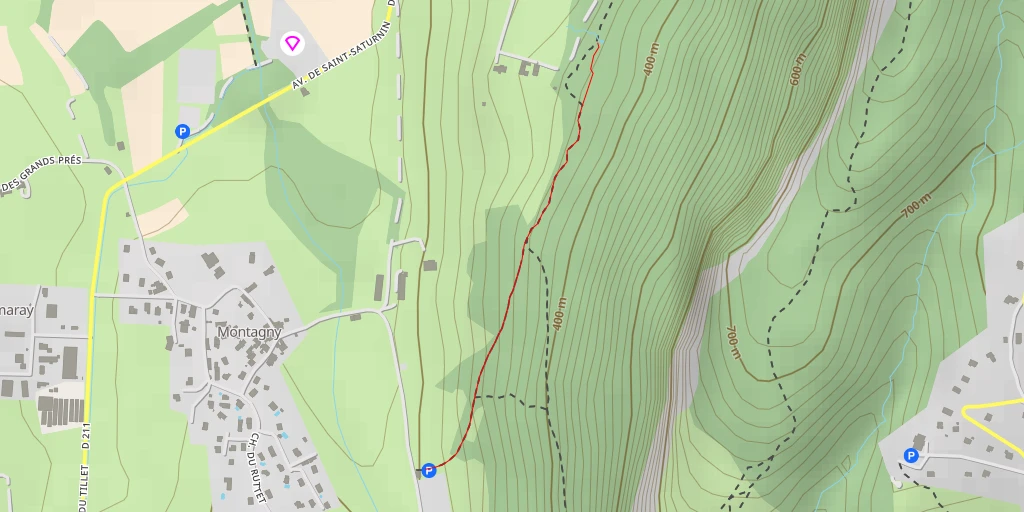 Map of the trail for Route de Montagny