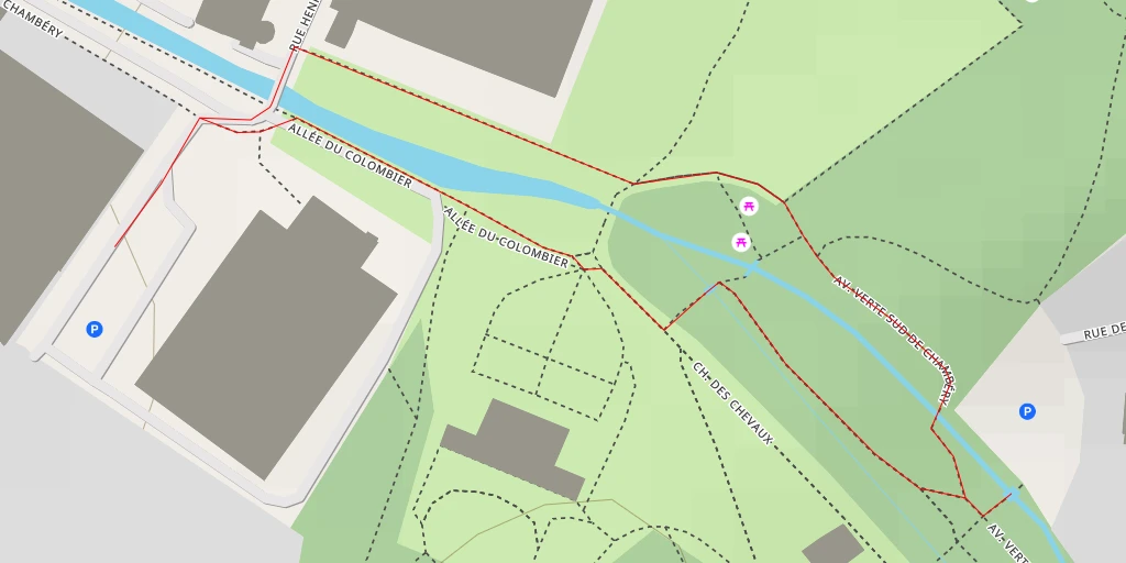 Map of the trail for Parking des Tennis - Avenue Verte Sud de Chambéry