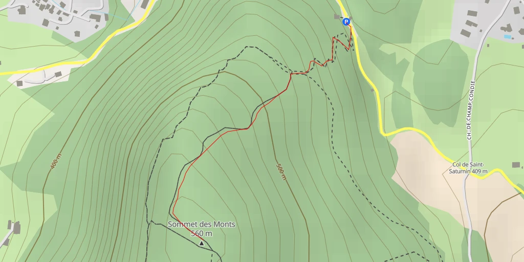 Map of the trail for Sommet des Monts