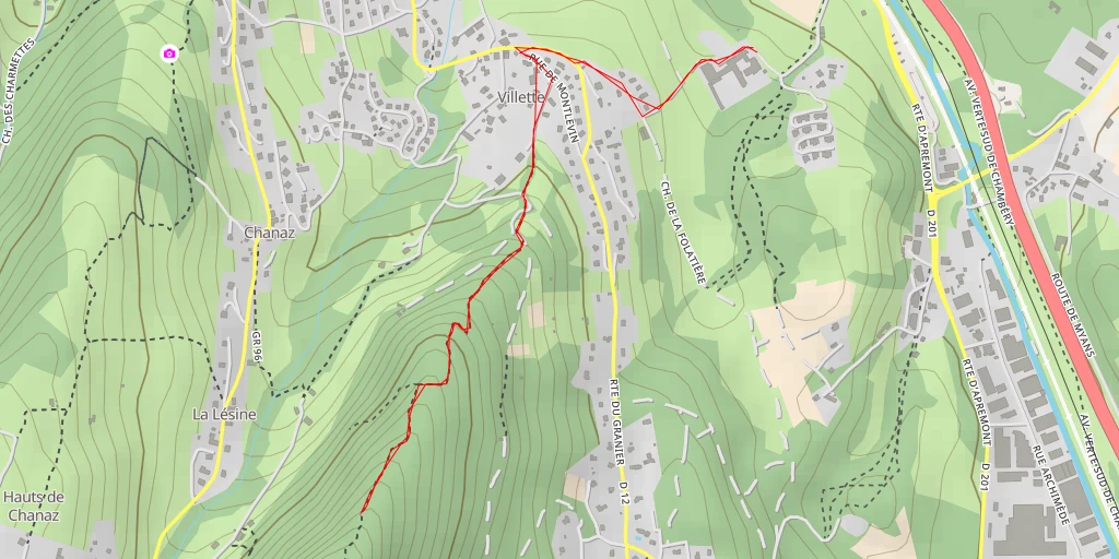 Map of the trail for Chemin du Sous-bois de la Coche