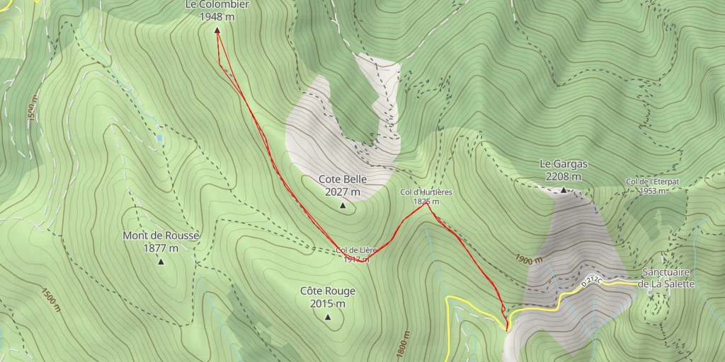 Map of the trail for Le Colombier