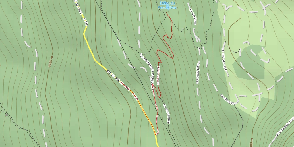 Map of the trail for Étang du Pré de l'Arc