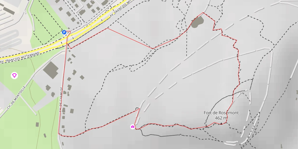 Carte de l'itinéraire :  Fort de Rosemont