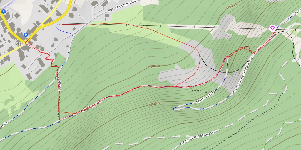 Map of the trail for Col de la faucille