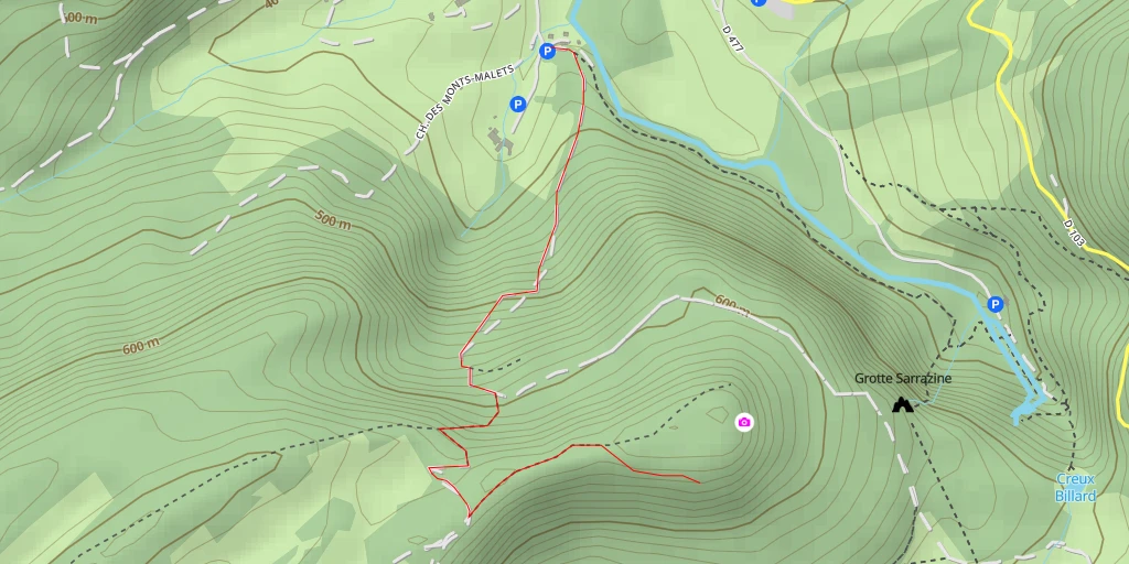 Carte de l'itinéraire :  Chemin du Parc