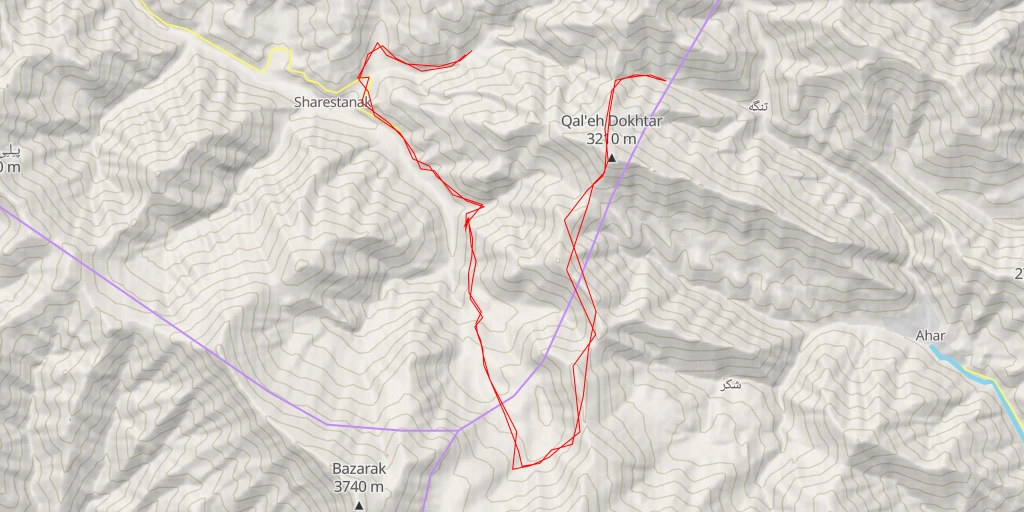 Map of the trail for مسیر قلعه دختر - مسیر قلعه دختر - دهستان آسارا