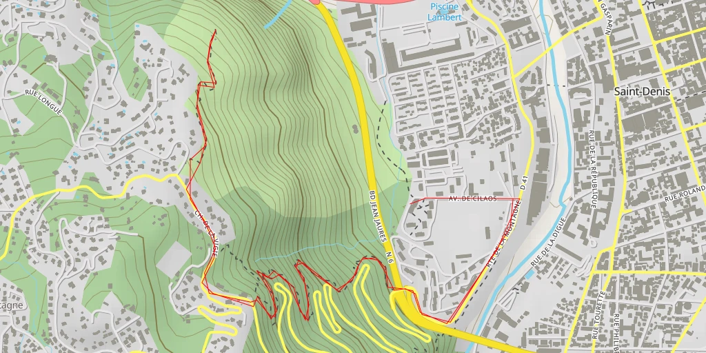 Carte de l'itinéraire :  Sentier du Cap Bernard - Sentier du Cap Bernard - Saint-Denis