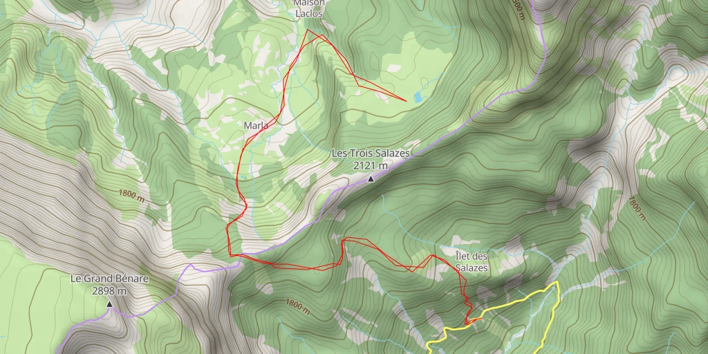 Map of the trail for Arête des 3 Salazes