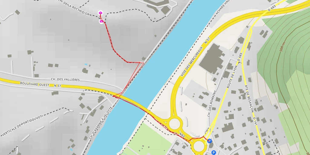 Map of the trail for Chemin de la Roche d'Or - Besançon