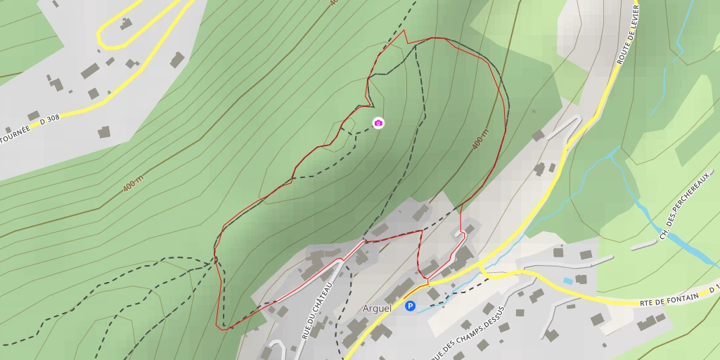 Carte de l'itinéraire :  Forteresse d'Arguel - Chemin de la Chapelle