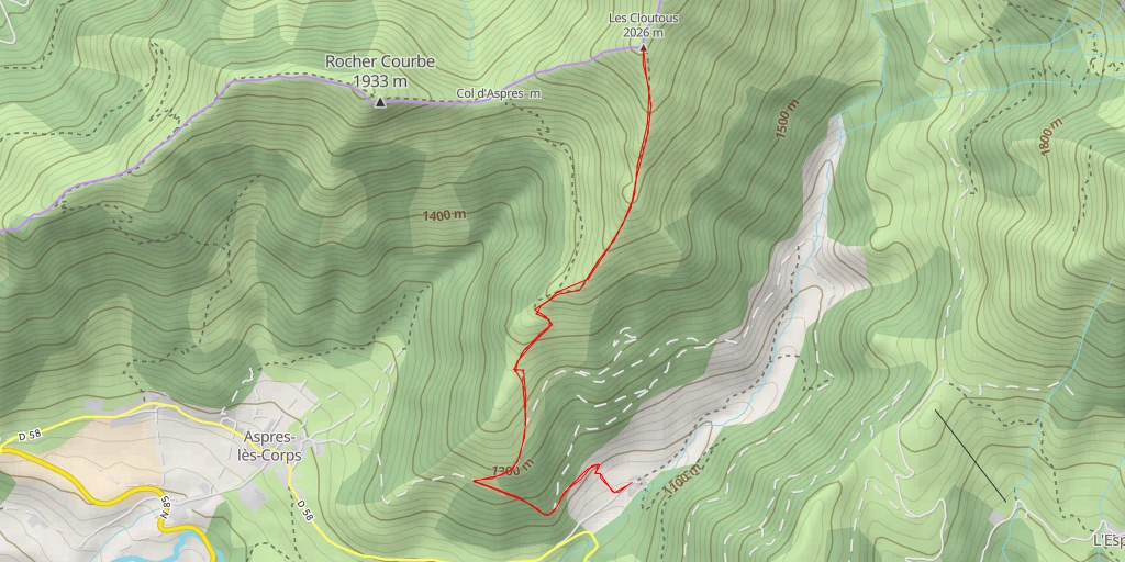 Map of the trail for Les Cloutous