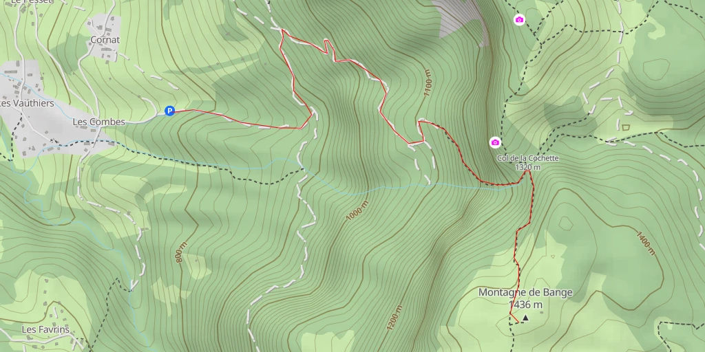 Map of the trail for Montagne de Bange