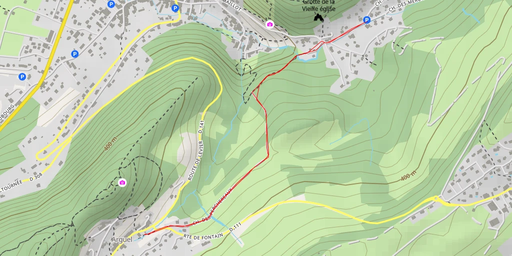 Carte de l'itinéraire :  Route de Levier