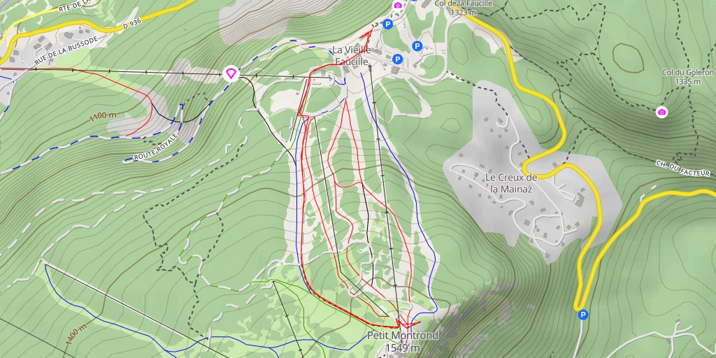 Carte de l'itinéraire :  Décollage du Petit Mont Rond