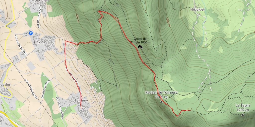 Carte de l'itinéraire :  Chemin de Grand Rebossan