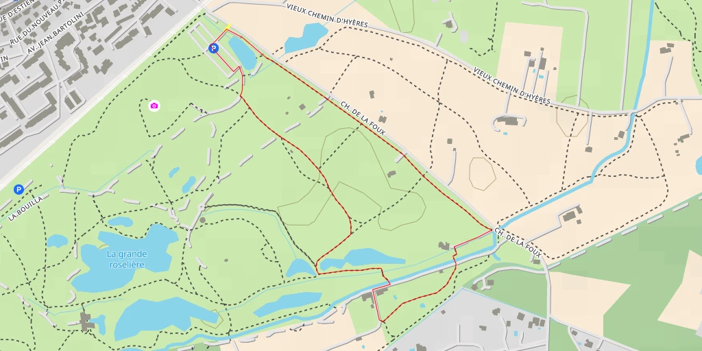 Map of the trail for Chemin de la Foux