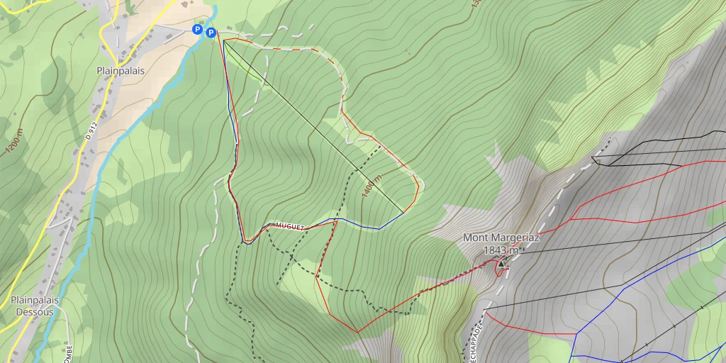 Map of the trail for Mont Margeriaz Par le golet ou la grotte de l'Agneau, depuis le col de Plainpalais
