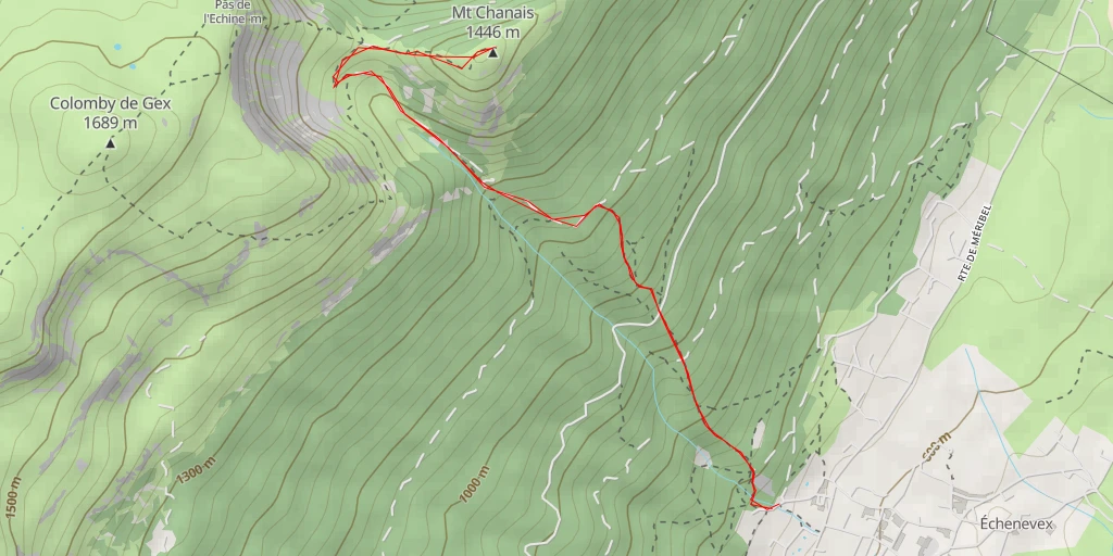 Map of the trail for Mt Chanais