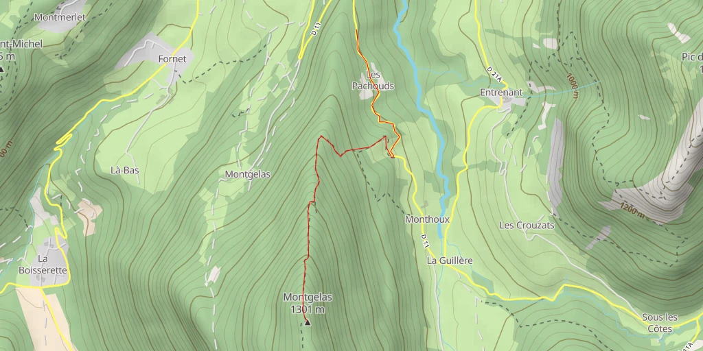 Map of the trail for Montgelas