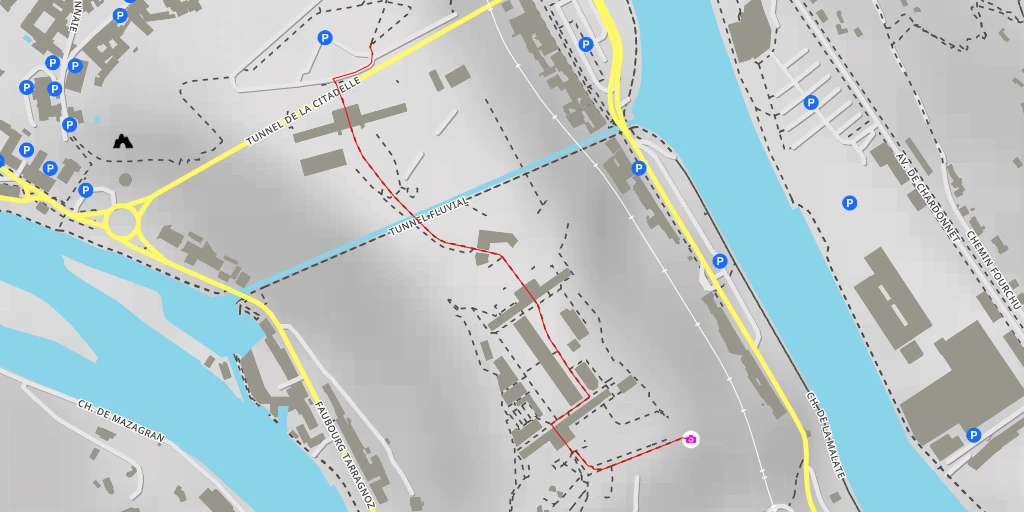 Map of the trail for Jardin zoologique de la Citadelle de Besançon - Chemin de Malpas - Besançon