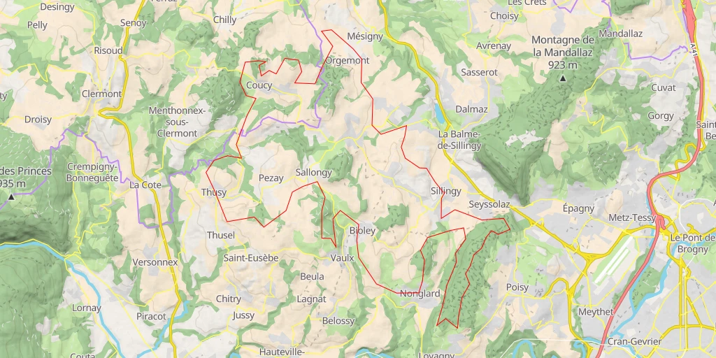 Map of the trail for Montagne d'Âge Rando VTT Sillingy 2024 parcours 55km