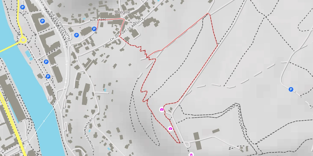 Carte de l'itinéraire :  Chemin du Fort de Bregille - Besançon