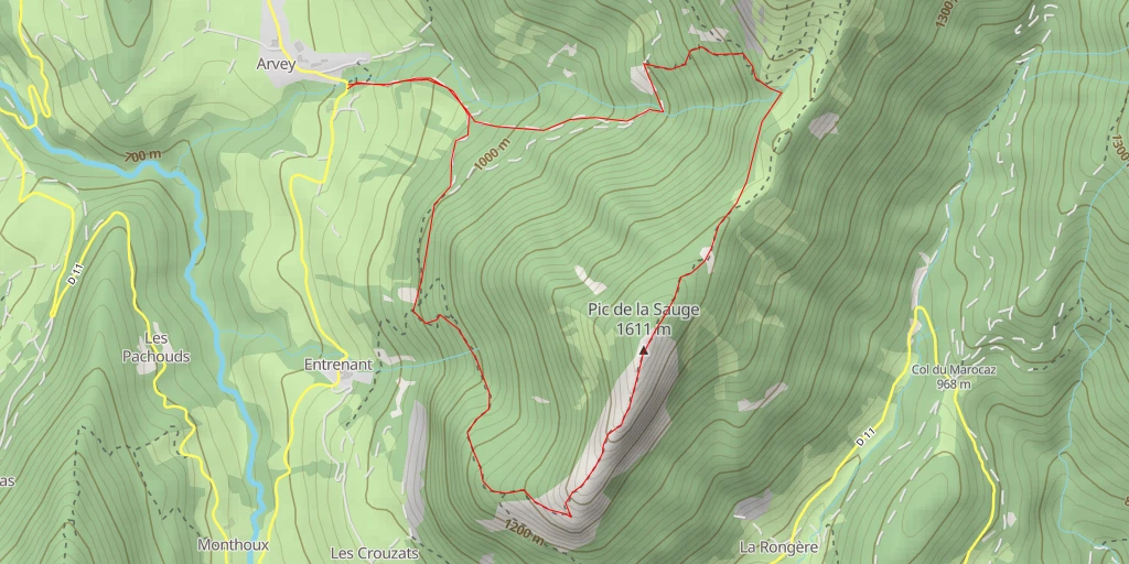 Map of the trail for Pic de la Sauge