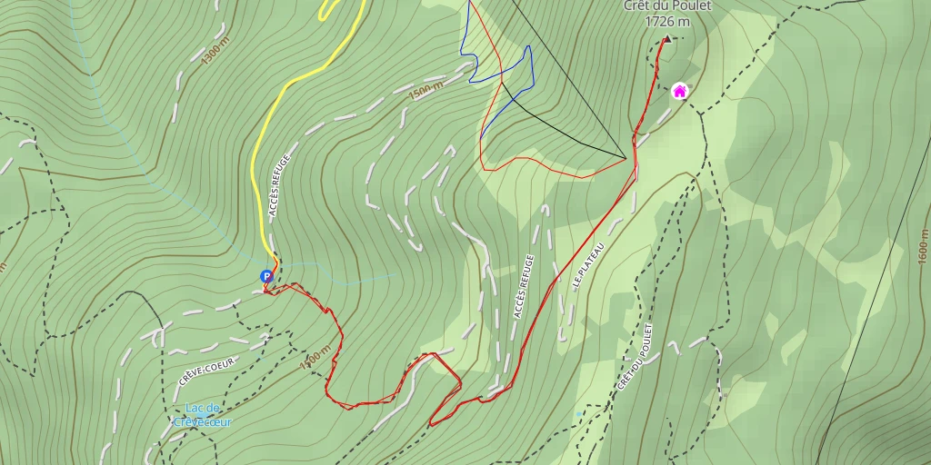 Map of the trail for Crêt du Poulet