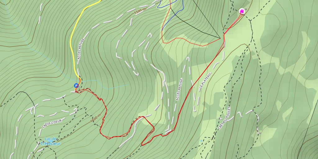 Map of the trail for Refuge du Crêt du Poulet