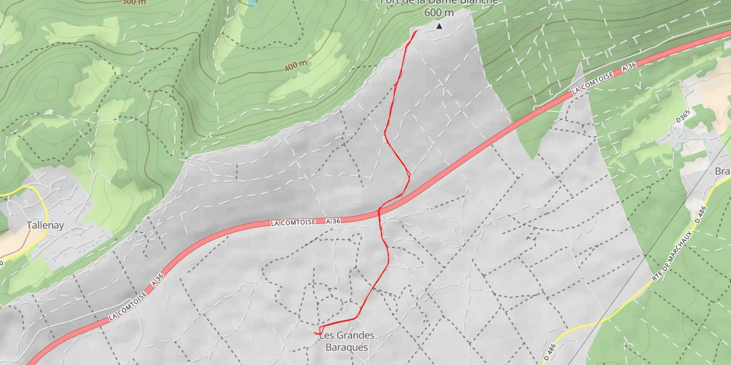 Carte de l'itinéraire :  Belvédère du fort de la Dame Blanche