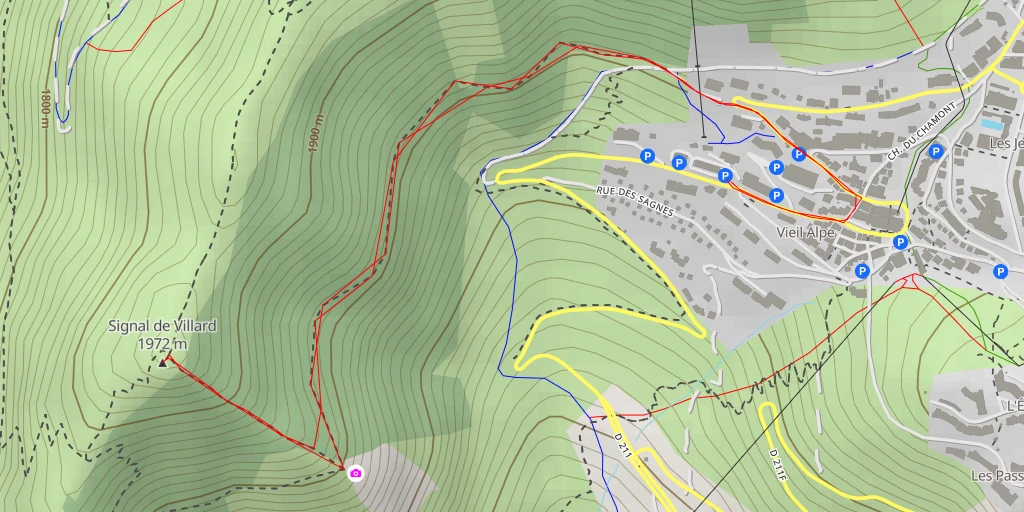 Map of the trail for Signal de Villard