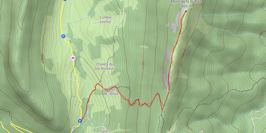 Map of the trail for Mont de la Buffaz