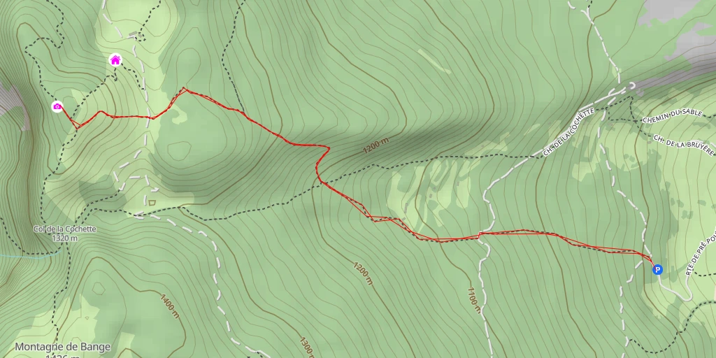Carte de l'itinéraire :  Fenêtre des Pendants - Chemin du Refuge du Creux de Lachat
