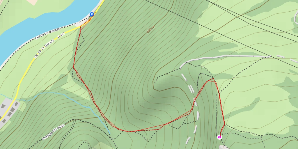 Carte de l'itinéraire :  Chemin des Poudrières