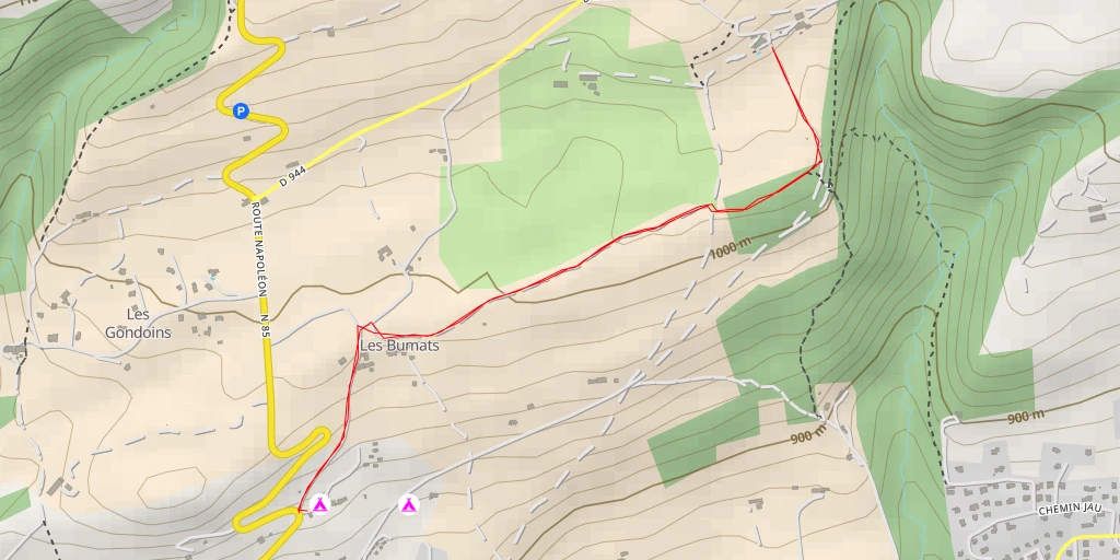 Map of the trail for Sapin - Chemin de Peyre-Oussel