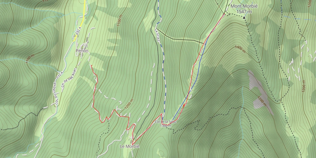 Map of the trail for Mont Morbié / Mont Pelat Depuis le Penon