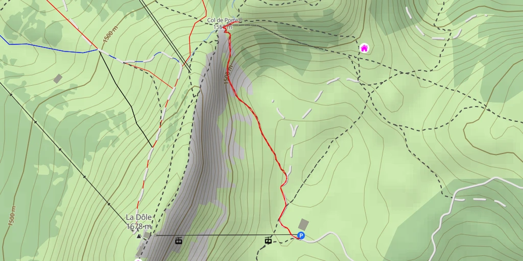 Carte de l'itinéraire :  Cabane du ski-club de Nyon - Route du Vuarne