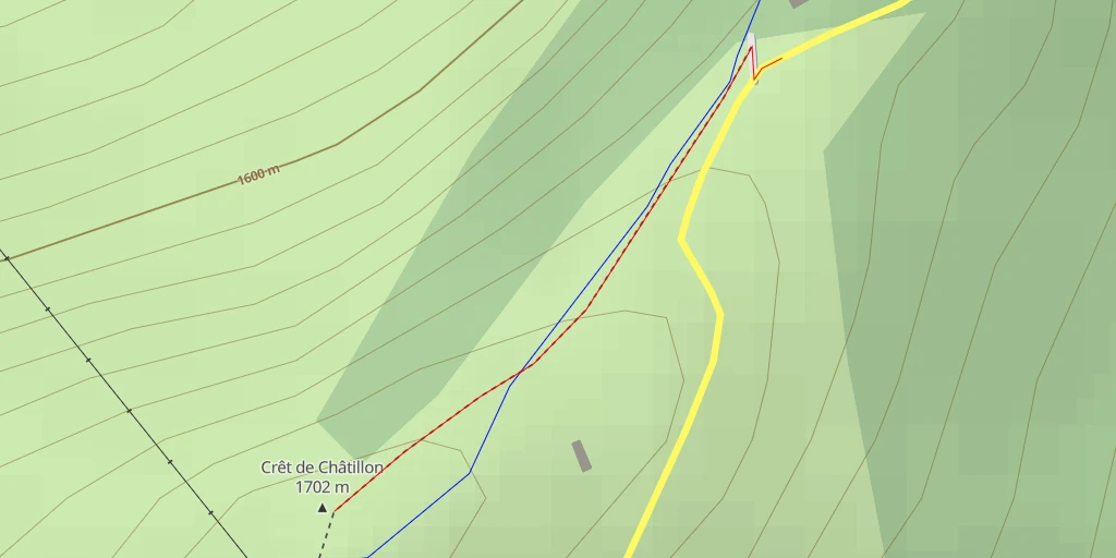 Map of the trail for Crêt de Châtillon