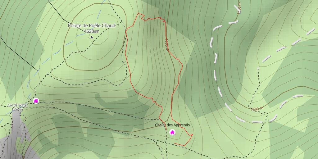 Map of the trail for Pointe de Poêle Chaud Via corda